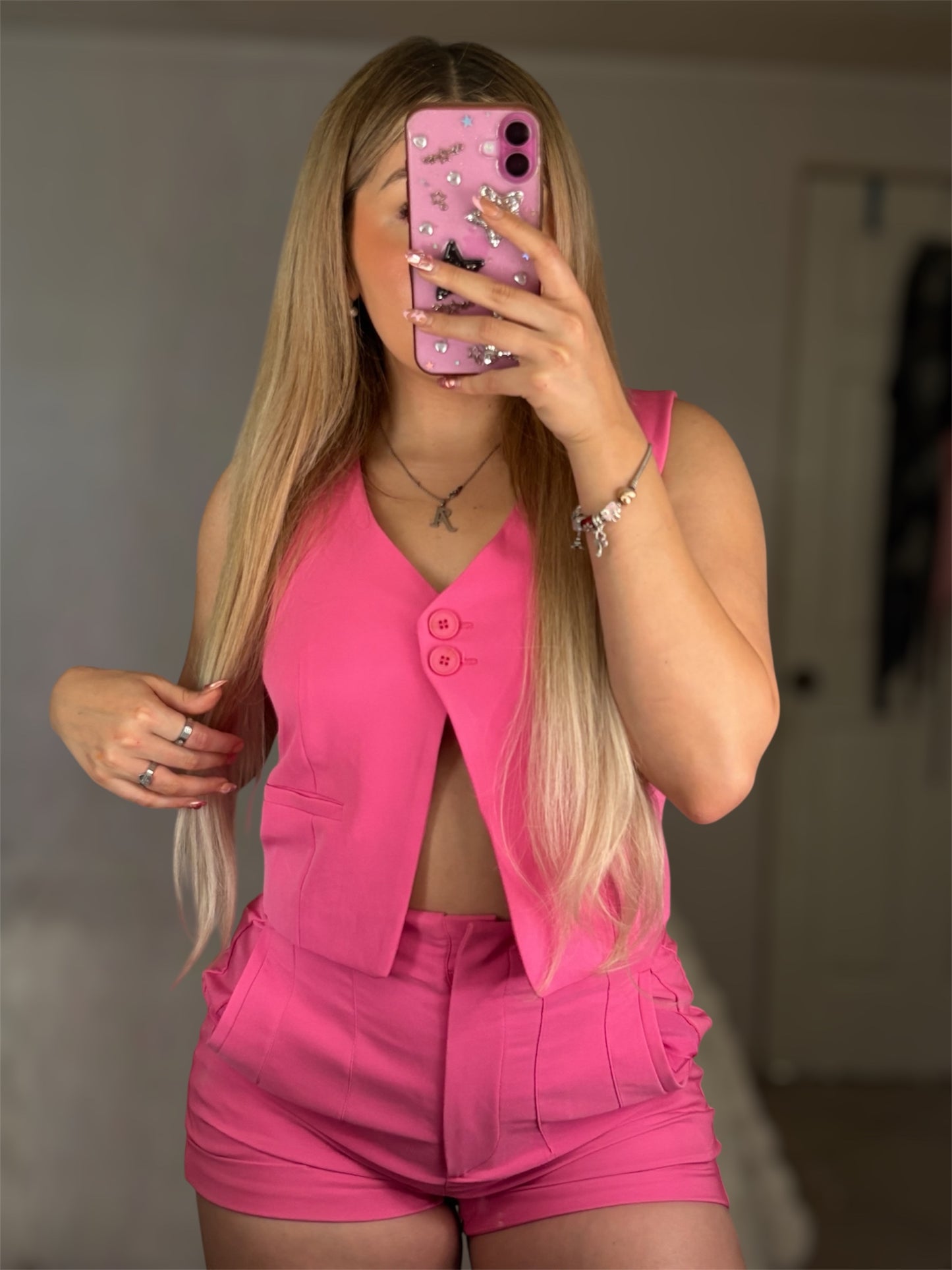 Pink matching vest set