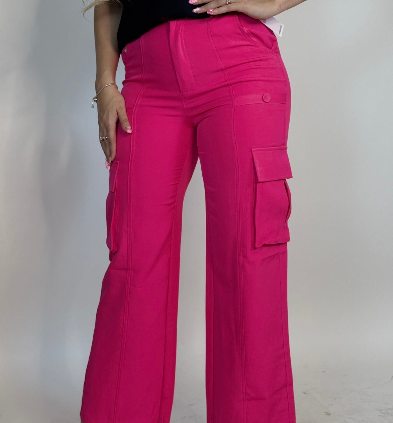 Pink Cargo Dress Pant